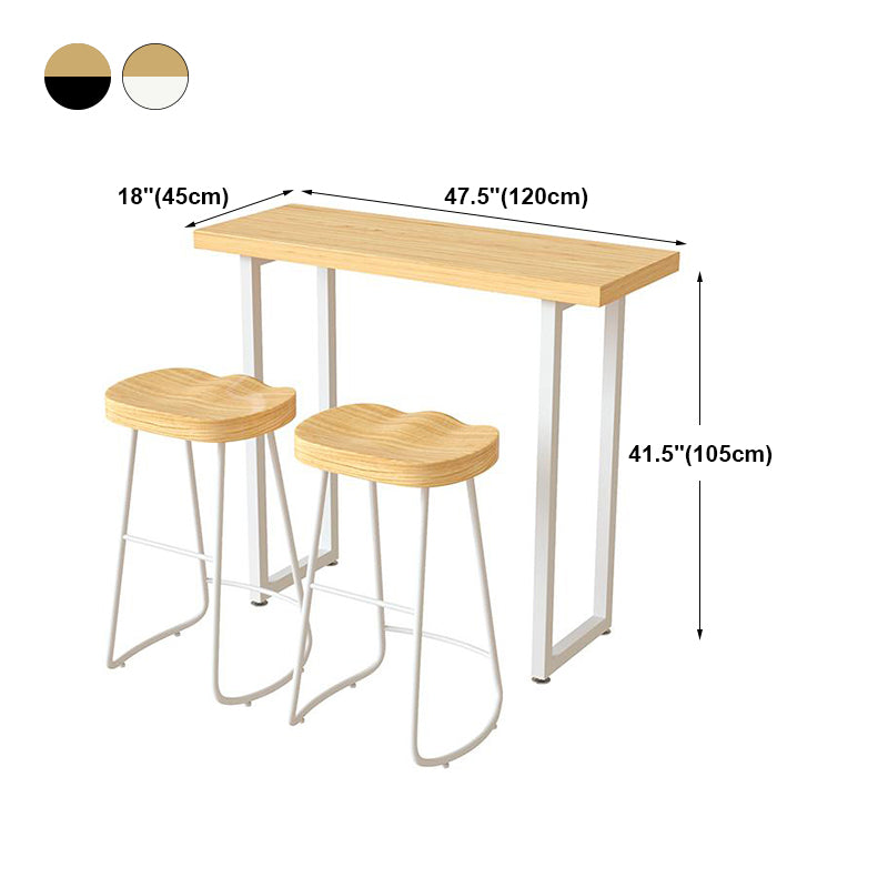 White and Black Glam Style Bar Table in Wood and Metal Milk Tea Shop Bar Table