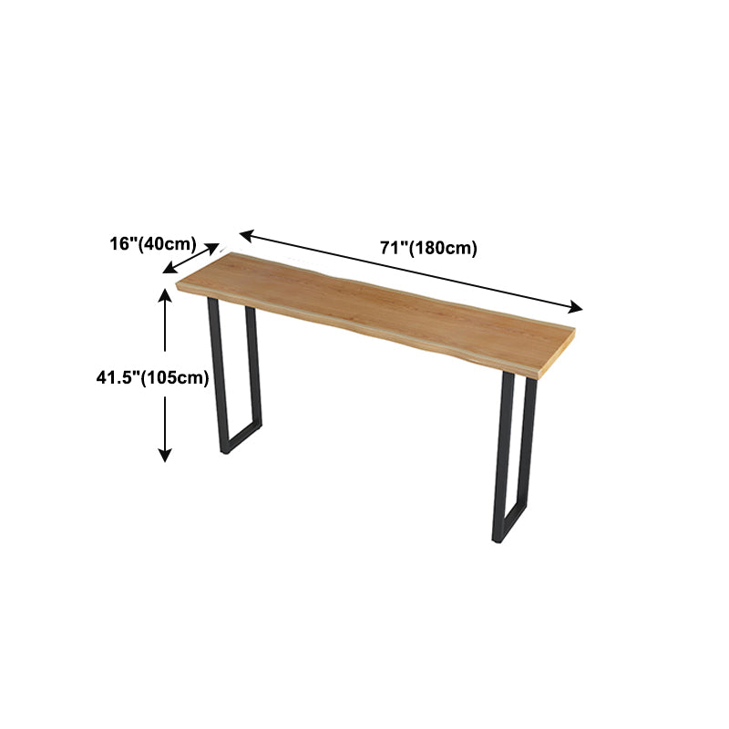 Solid Wood Top Bar Counter Industrial Rectangle Bar Counter with Black Base