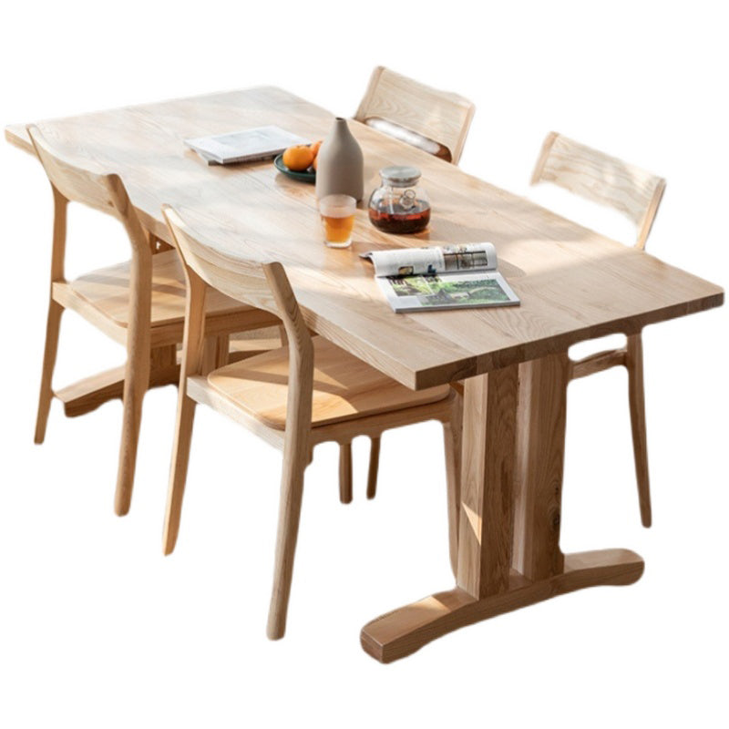 1/2/4/5 Pieces Modern Rectangle Dining Set Solid Wood Dining Table with Chairs