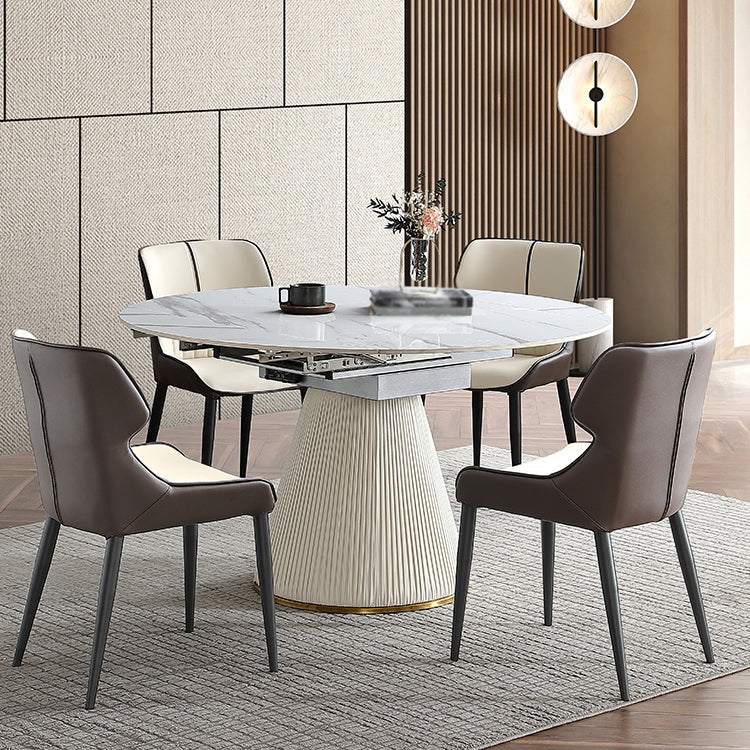 Glam 1/3/4/5/7 Pieces Dinette Set with Sintered Stone Top PU Leather Dining Table Set