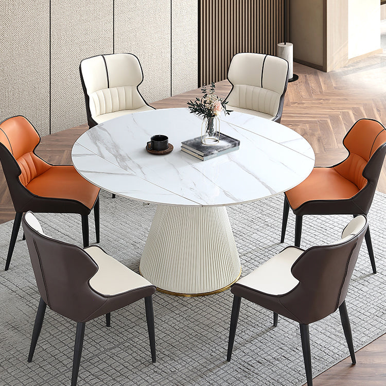 Glam 1/3/4/5/7 Pieces Dinette Set with Sintered Stone Top PU Leather Dining Table Set