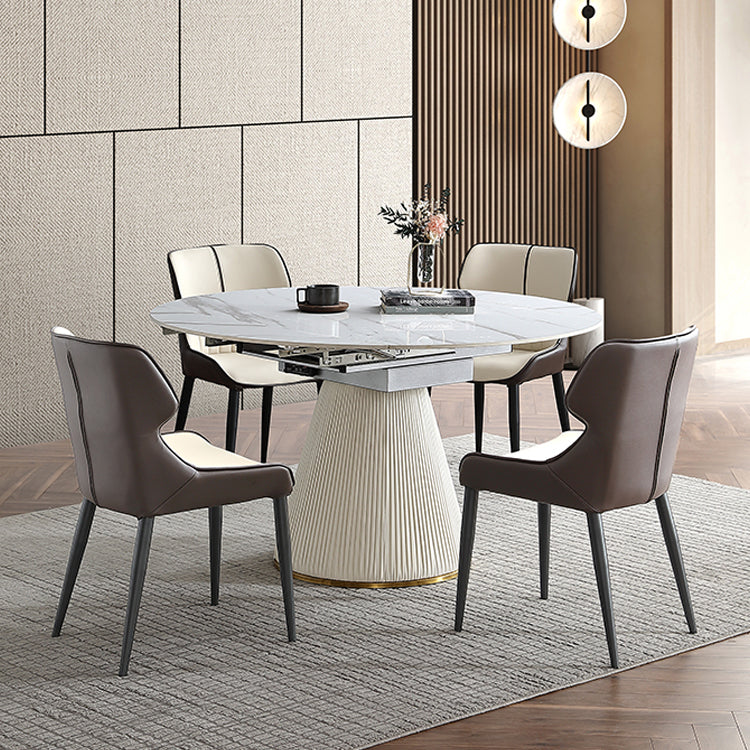 Glam 1/3/4/5/7 Pieces Dinette Set with Sintered Stone Top PU Leather Dining Table Set