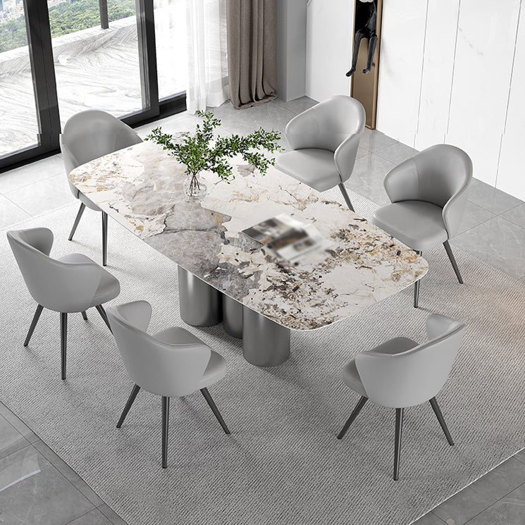 1/3/4/5/7/8 Pieces Dining Chairs Set White Rectangle Shape Sintered Stone Dining Table Set