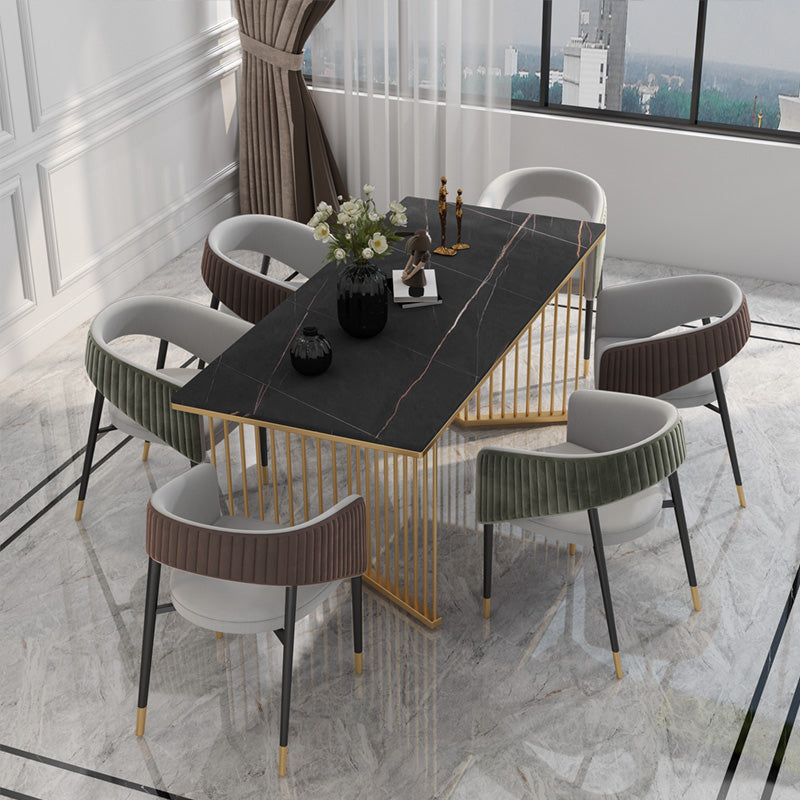 Glam 1/5/7 Pieces Dining Set Rectangle Stone Dining Table for Kitchen