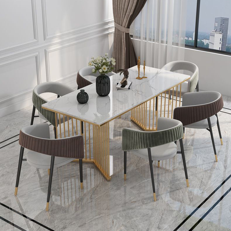 Glam 1/5/7 Pieces Dining Set Rectangle Stone Dining Table for Kitchen