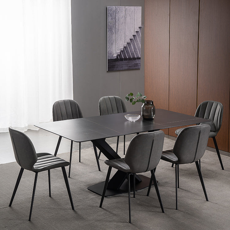 Modern 1/4/5/7 Pieces Dinette Set with Black Sintered Stone Top Rectangle Dining Table Set