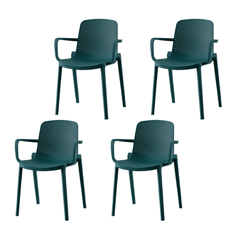 Modern Plastic Home Arm Chair Matte Finish Solid Back Dining Chair