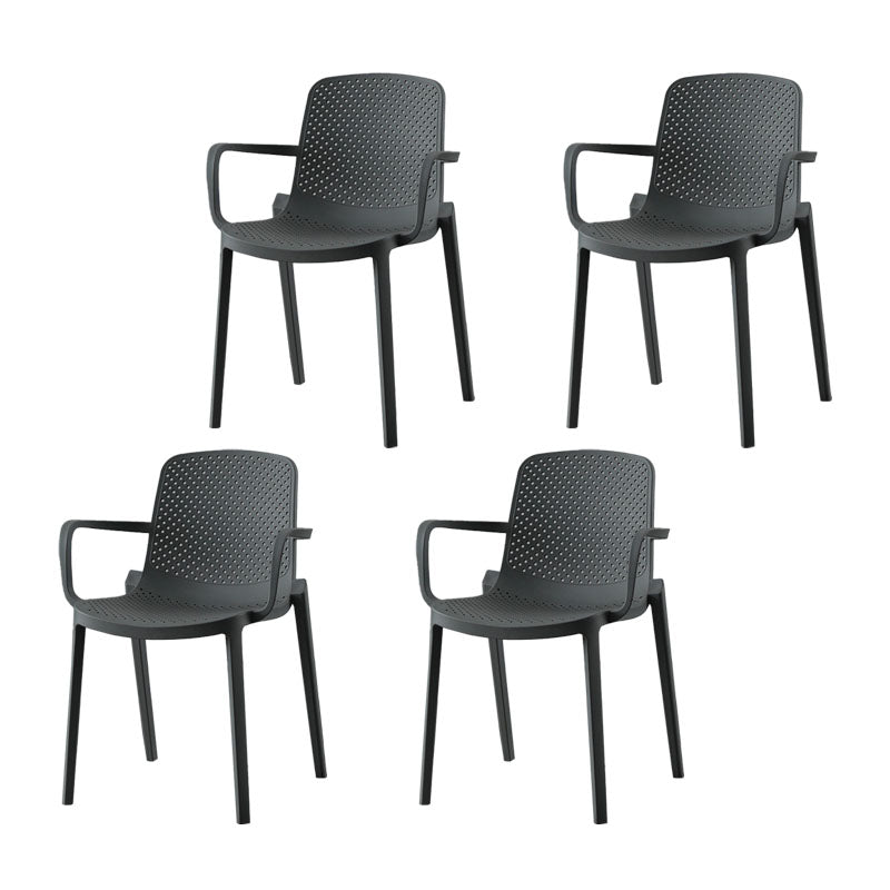 Modern Plastic Home Arm Chair Matte Finish Solid Back Dining Chair