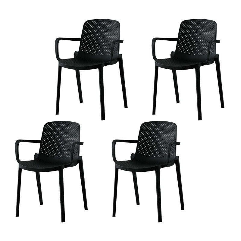 Modern Plastic Home Arm Chair Matte Finish Solid Back Dining Chair