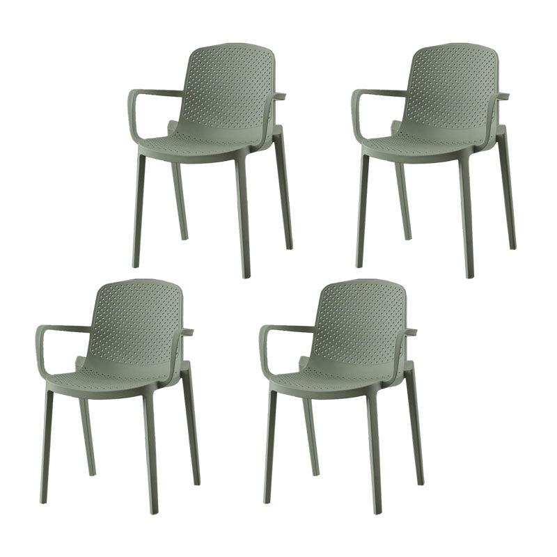 Modern Plastic Home Arm Chair Matte Finish Solid Back Dining Chair