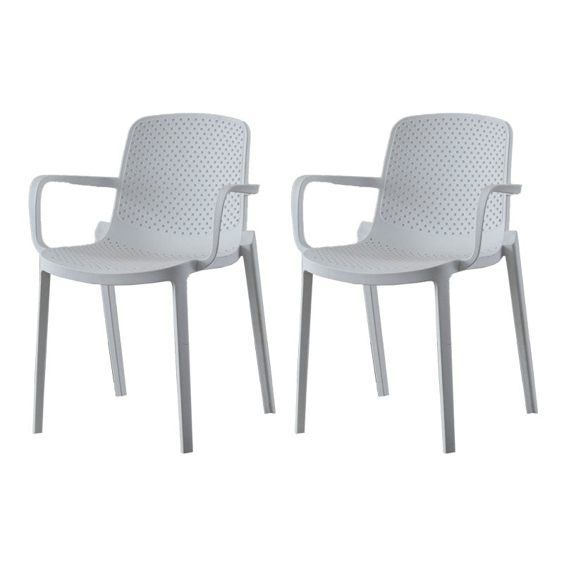 Modern Plastic Home Arm Chair Matte Finish Solid Back Dining Chair