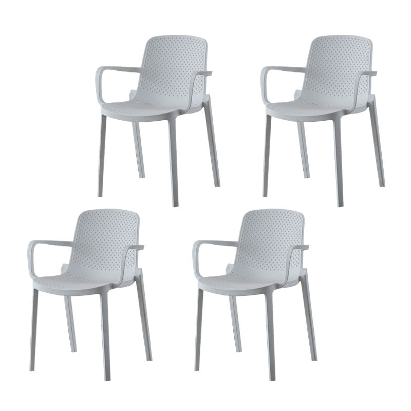 Modern Plastic Home Arm Chair Matte Finish Solid Back Dining Chair