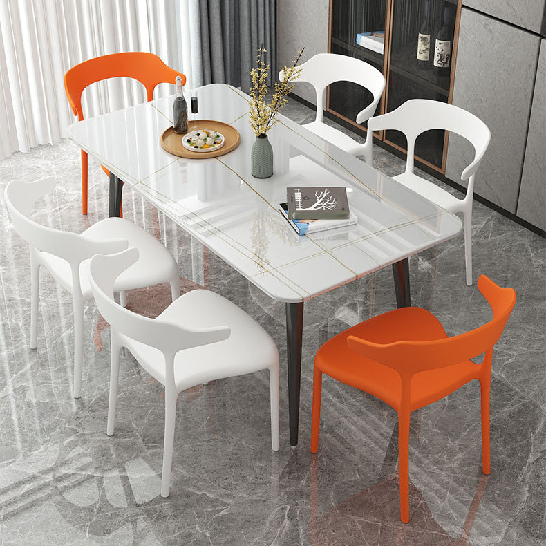 Contemporary Style Stackable Chairs Dining Armless Chairs with Plastic Legs