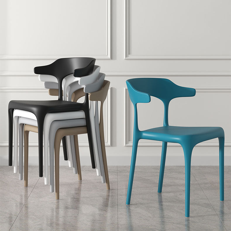 Contemporary Style Stackable Chairs Dining Armless Chairs with Plastic Legs