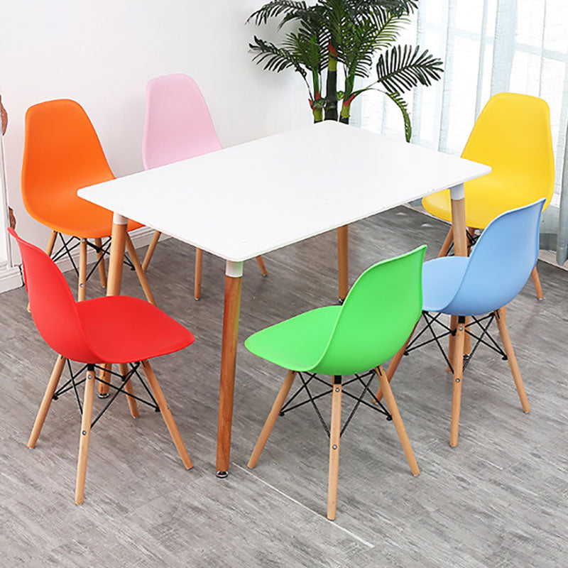 Modern Plastic Home Side Chair Matte Finish Solid Back Dining Chair