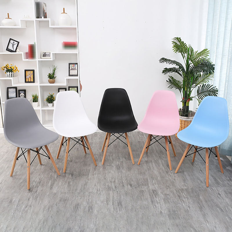 Modern Plastic Home Side Chair Matte Finish Solid Back Dining Chair