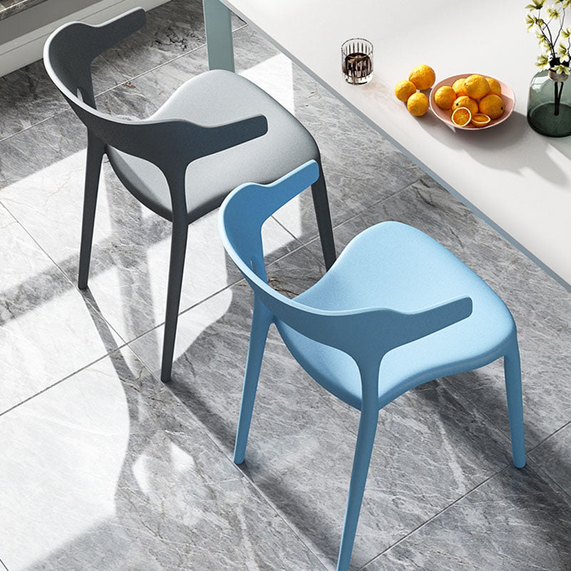 Modern Plastic Home Arm Chair Matte Finish Open Dining Chair