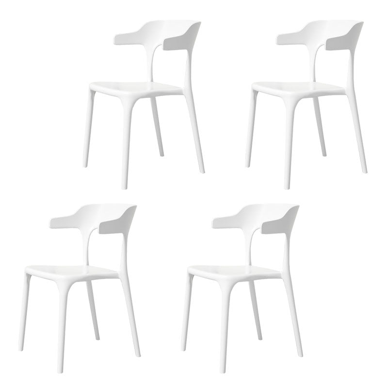 Modern Plastic Home Arm Chair Matte Finish Open Dining Chair