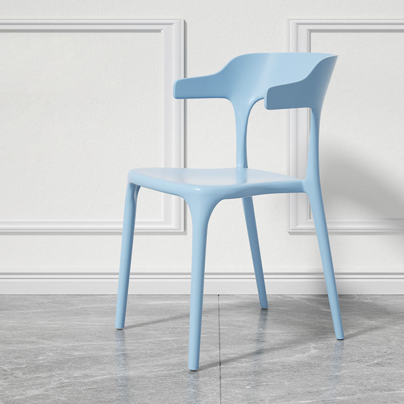 Modern Plastic Home Arm Chair Matte Finish Open Dining Chair