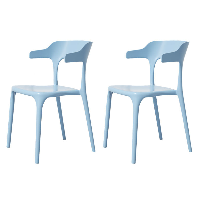 Modern Plastic Home Arm Chair Matte Finish Open Dining Chair