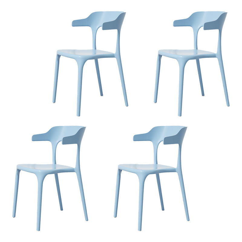 Modern Plastic Home Arm Chair Matte Finish Open Dining Chair