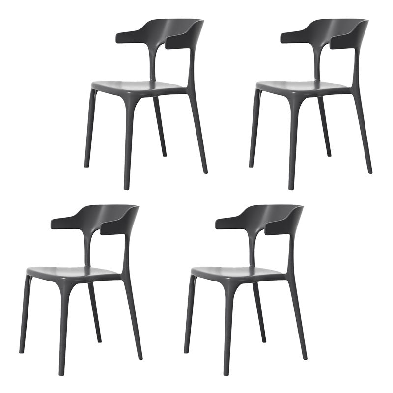 Modern Plastic Home Arm Chair Matte Finish Open Dining Chair