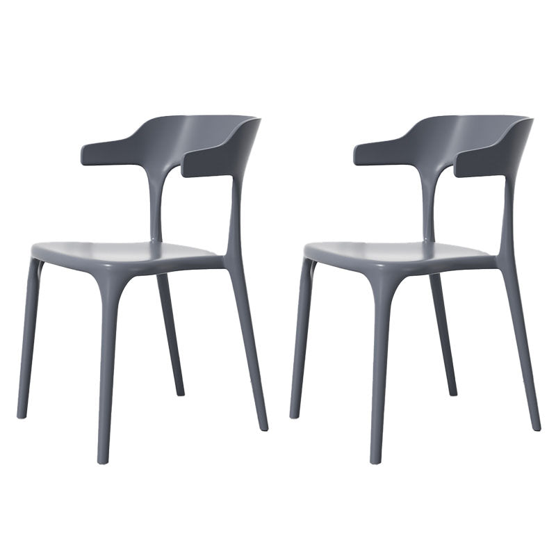 Modern Plastic Home Arm Chair Matte Finish Open Dining Chair