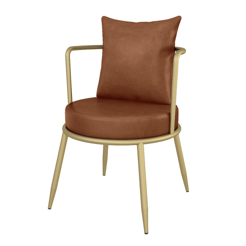 Scandinavian Upholstered Linen Fabric Dining Chair Open Back Side Chair