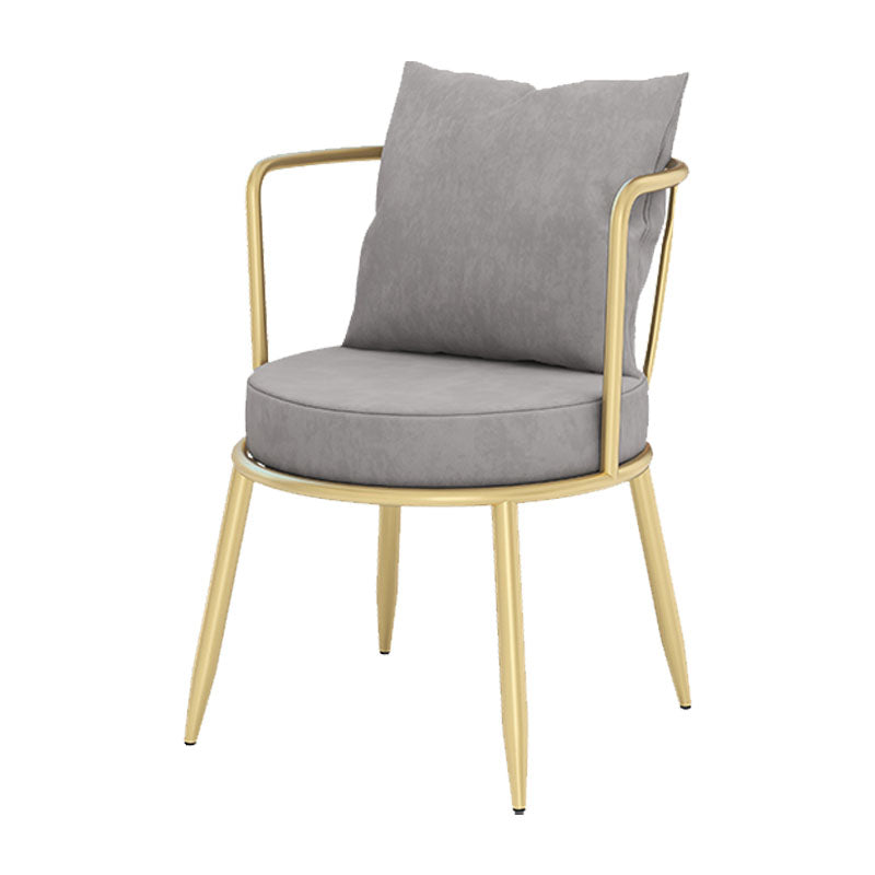 Scandinavian Upholstered Linen Fabric Dining Chair Open Back Side Chair