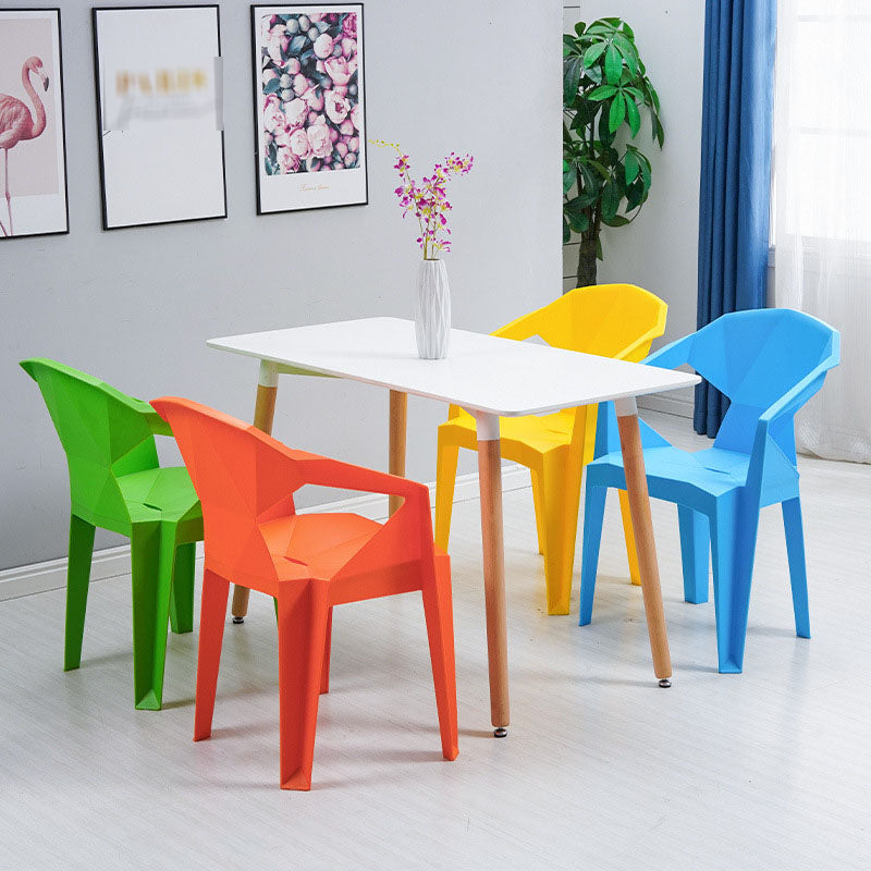 Contemporary Style Stackable Chair Dining Arm Chair with Plastic Legs