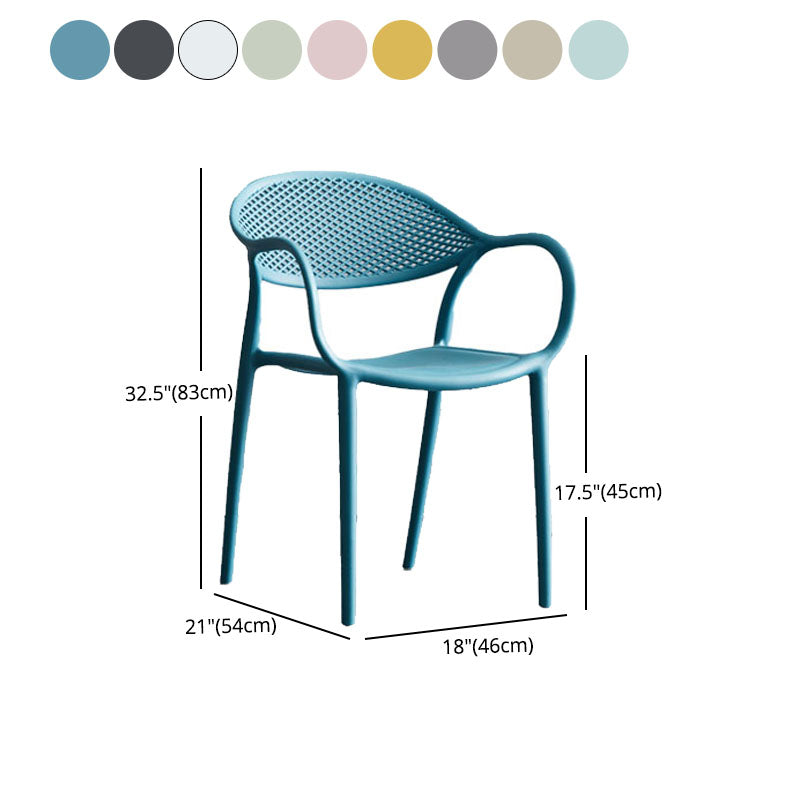 Scandinavian Plastic Kitchen Dining Room Arm Chair Open Back Chair