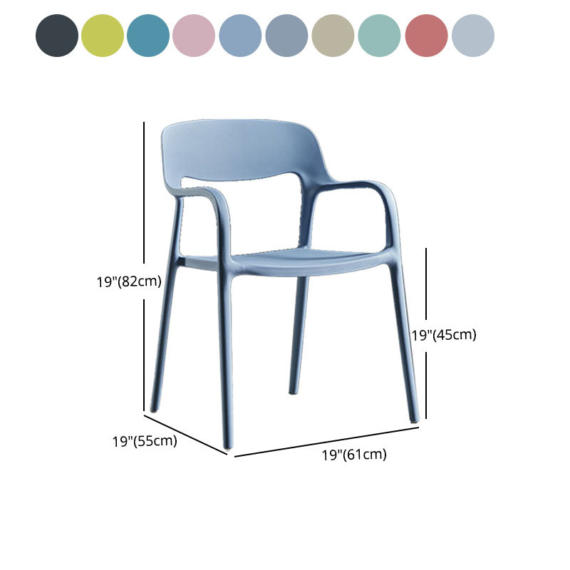 Plastic Scandinavian Kitchen Dining Room Arm Chair Open Back Chair