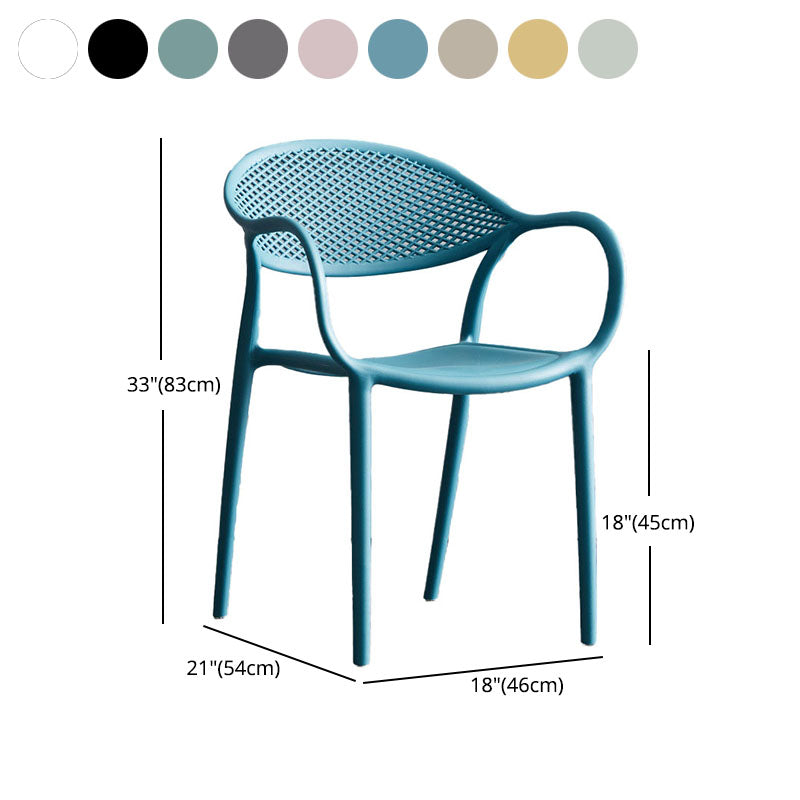 Nordic Design Arm Open Back Dining Side Chair Plastic Side Chair