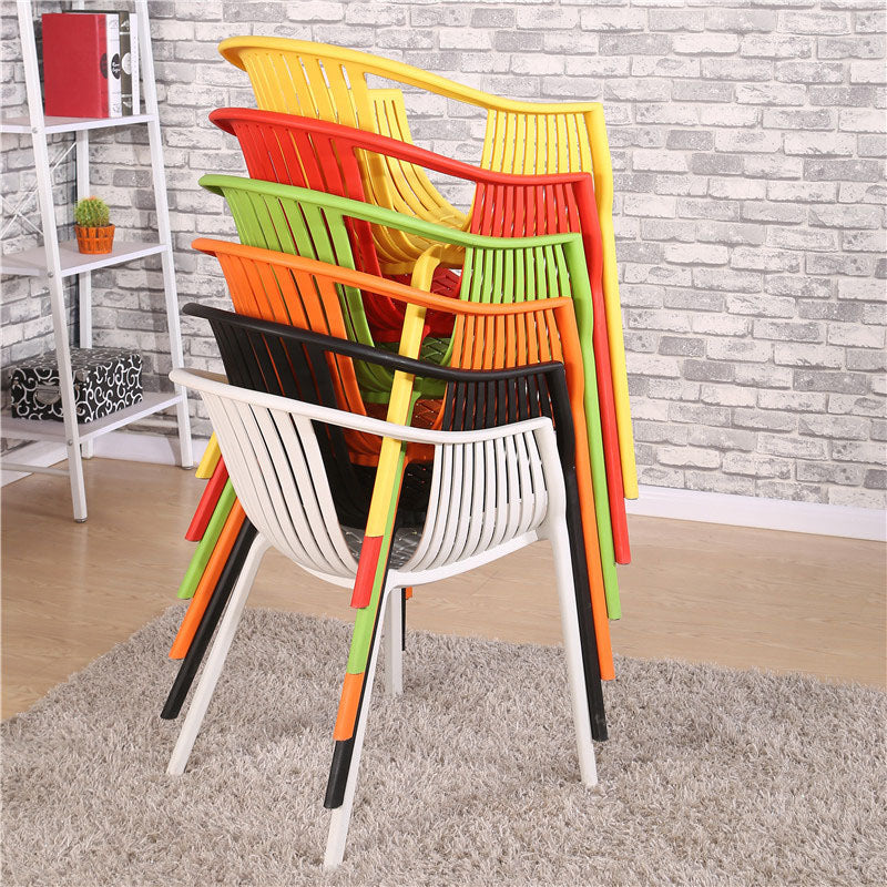 Contemporary Style Stackable Chair Dining Plastic Arm Chair for Kitchen