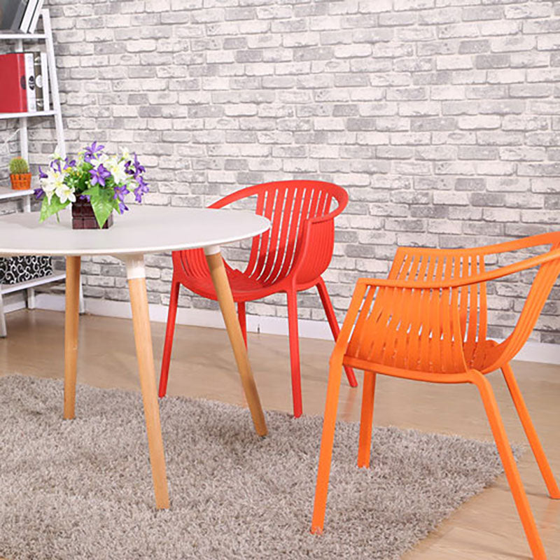 Contemporary Style Stackable Chair Dining Plastic Arm Chair for Kitchen