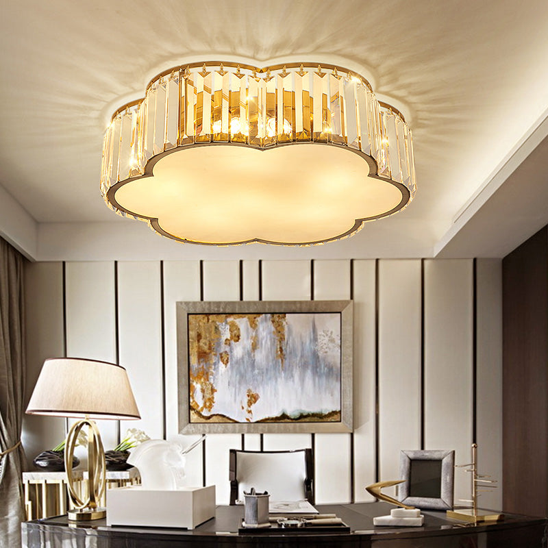 Lampada a filo a forma di fiori a forma di fiori contemporanei Crystal 1 Light Flush Mount Lighting