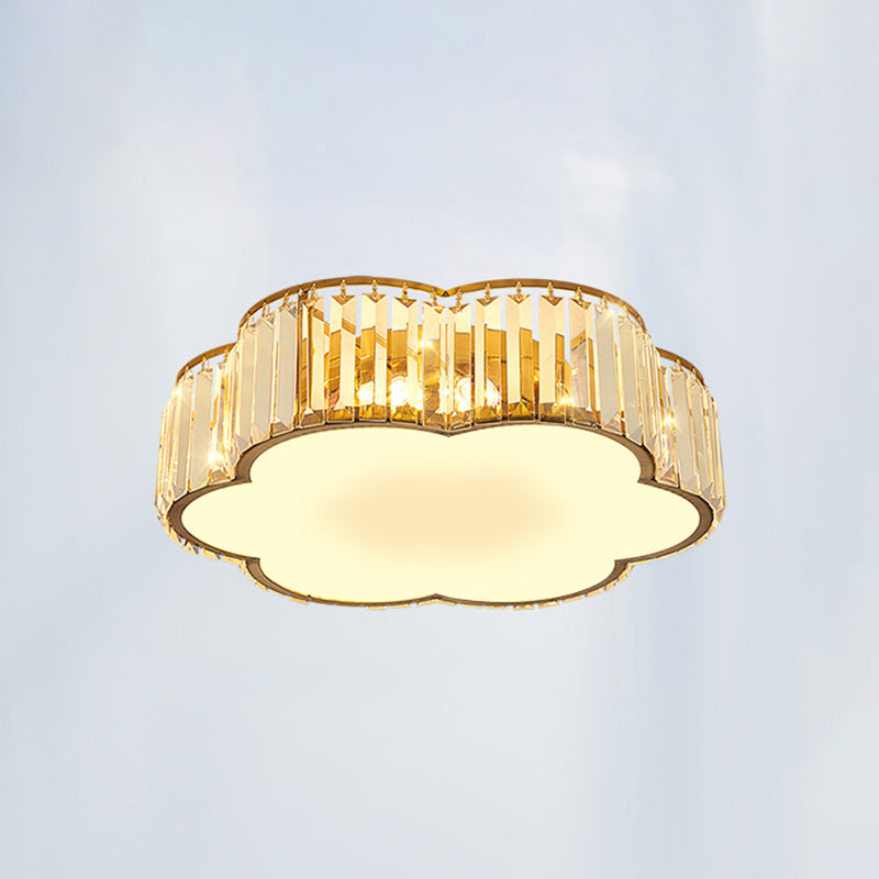 Contemporary Flower-Shaped Flush Light Fixture Crystal 1 Light Flush Mount Lighting