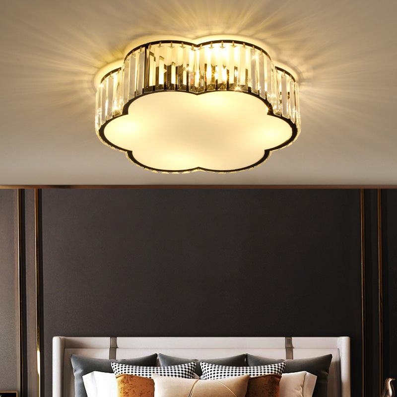 Lampada a filo a forma di fiori a forma di fiori contemporanei Crystal 1 Light Flush Mount Lighting