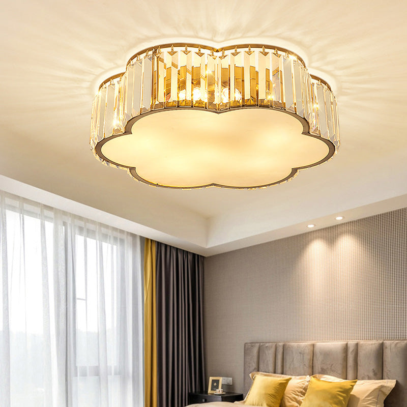 Lampada a filo a forma di fiori a forma di fiori contemporanei Crystal 1 Light Flush Mount Lighting