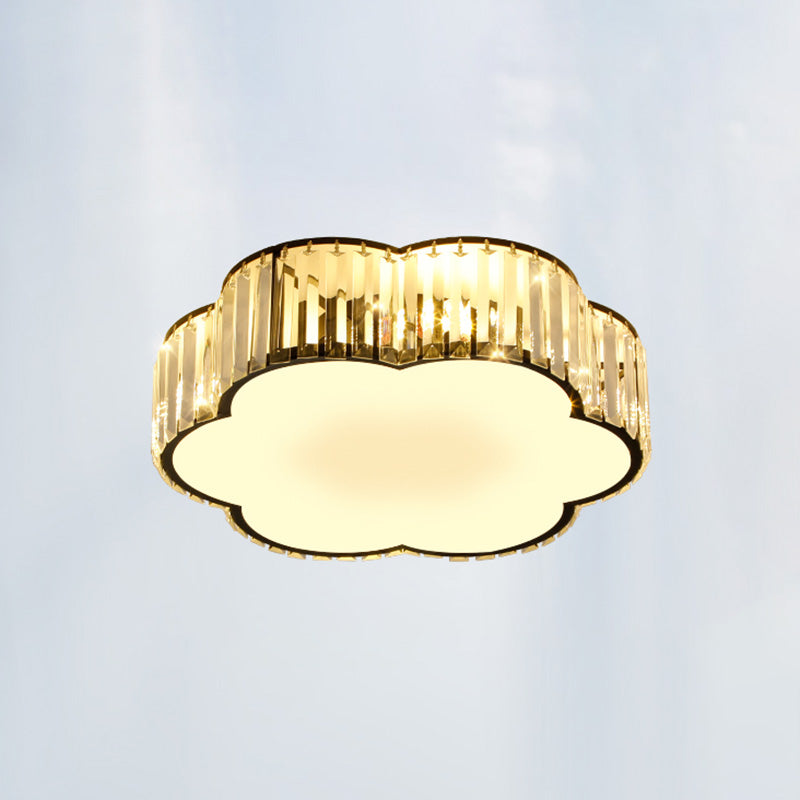 Lampada a filo a forma di fiori a forma di fiori contemporanei Crystal 1 Light Flush Mount Lighting