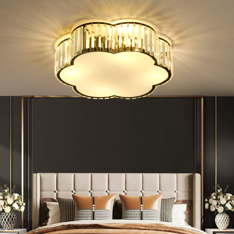 Lampada a filo a forma di fiori a forma di fiori contemporanei Crystal 1 Light Flush Mount Lighting