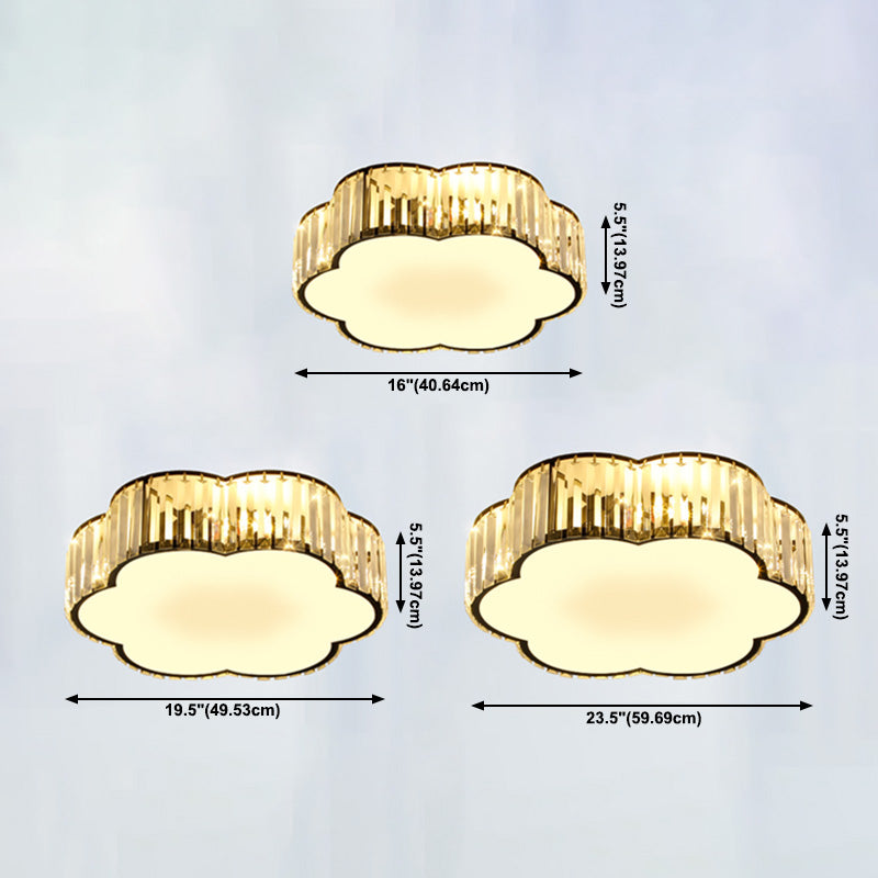 Lampada a filo a forma di fiori a forma di fiori contemporanei Crystal 1 Light Flush Mount Lighting