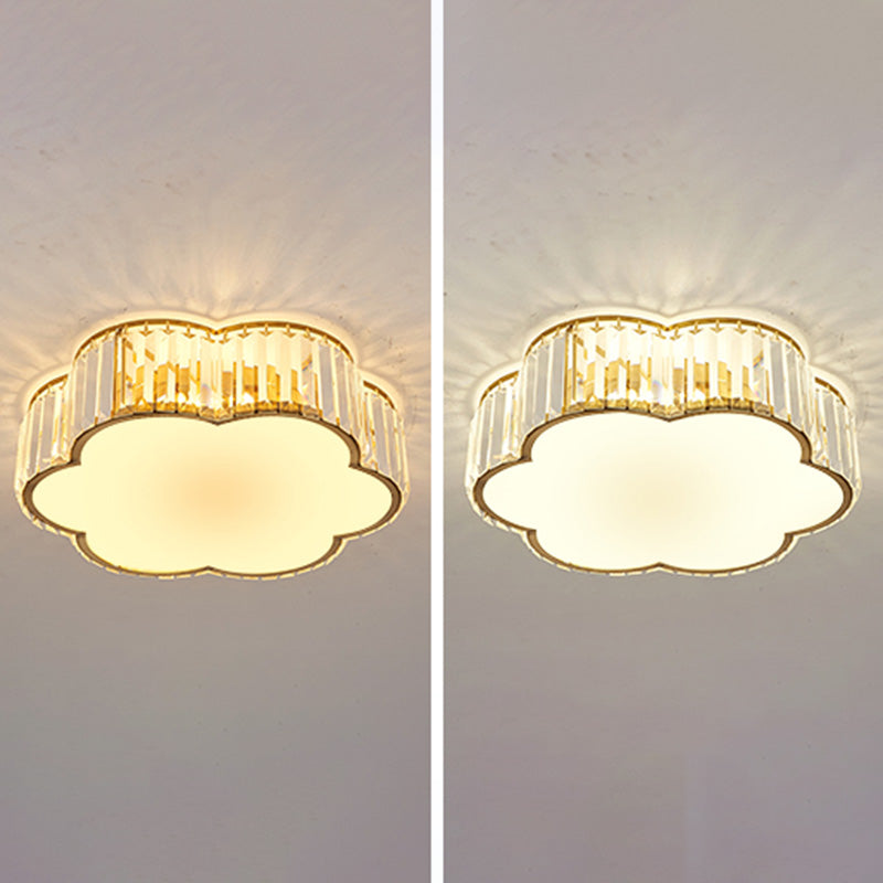 Lampada a filo a forma di fiori a forma di fiori contemporanei Crystal 1 Light Flush Mount Lighting