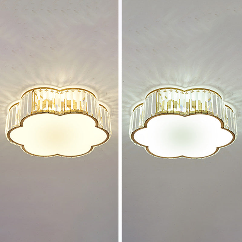 Lampada a filo a forma di fiori a forma di fiori contemporanei Crystal 1 Light Flush Mount Lighting