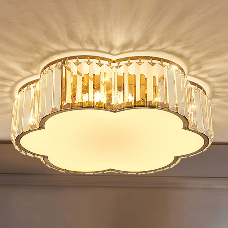 Lampada a filo a forma di fiori a forma di fiori contemporanei Crystal 1 Light Flush Mount Lighting