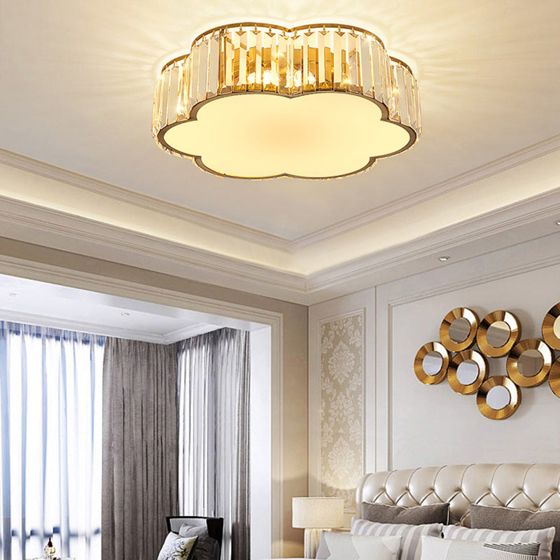 Lampada a filo a forma di fiori a forma di fiori contemporanei Crystal 1 Light Flush Mount Lighting