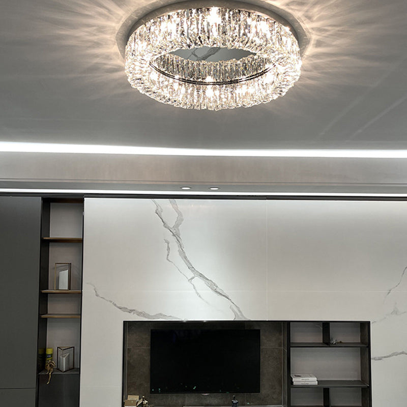 Contemporáneo Circular Flush Lighture Crystal Flush Mounting en plata