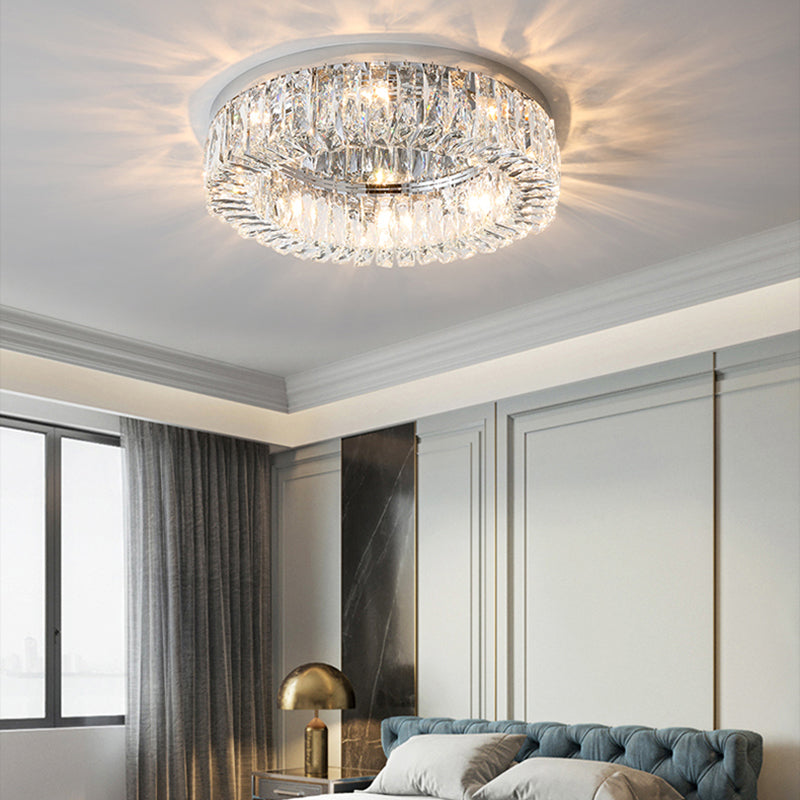 Contemporáneo Circular Flush Lighture Crystal Flush Mounting en plata