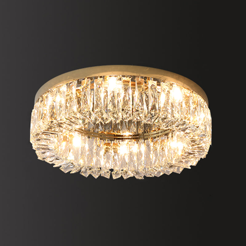 Contemporary Circular Flush Light Fixture Crystal Flush Mount Lighting in Silver