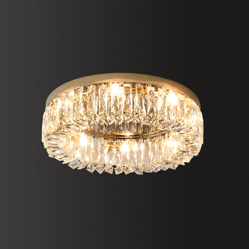 Contemporary Circular Flush Light Fixture Crystal Flush Mount Lighting in Silver